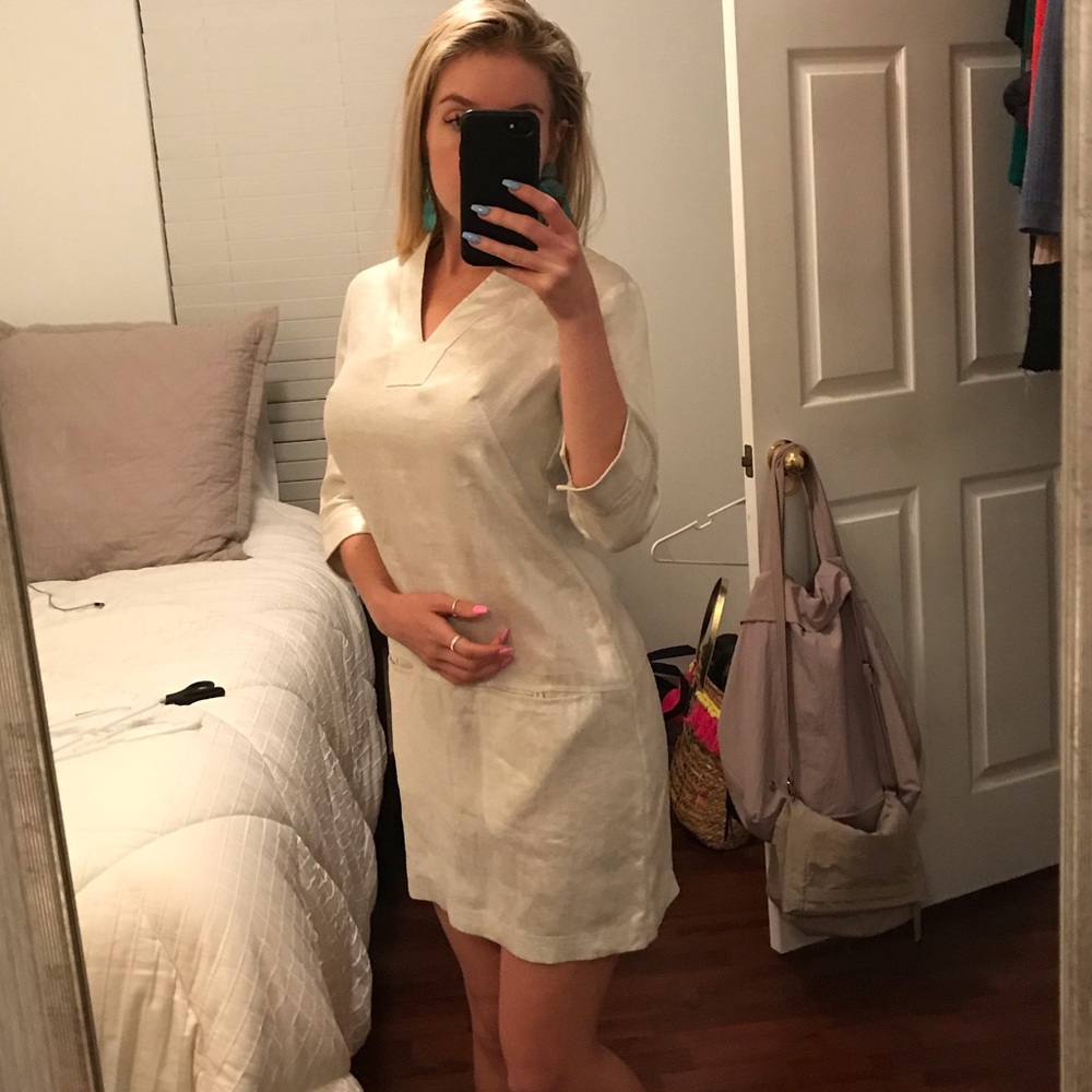 W by Worth Ivory Linen Tunic Dress blogger style